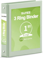 SUNEE 3 Ring Binder 1 Inch 1 Pack, Clear View Binder Three Ring PVC-Free (Fit 8.5x11 Inches) for School or Office Supplies, Sage Green