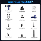SHLNLI Mini Vacuum Cleaner, 15000PA Car Vacuum Cleaner Portable Cordless with LED Light, 4 in 1 Air Duster and Handheld Small Vacuum Rechargeable for Car, Home, Office, Pet（Blue）