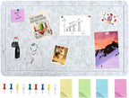 Vuzvuv Grey 28"x16" Large Cork Board with 50 Push Pins & Sticky Notes, Self-Adhesive Bulletin Board for Wall, Felt Pin Vision Board for Paste Notes,Schedules Offices Home