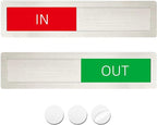 In or Out Sign,In Out Door Signs for Office Home,Slider Door Indicator Tells Whether In or Out, 7'' x 1.5'' - Stainless Steel,Silver