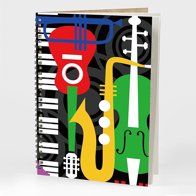 MAXCURY Blank Sheet Music Composition Manuscript Staff Paper Art Music Notebook Black 100 Pages 26x19cm (Machine)