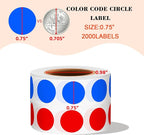 PARLAIM 2 Rolls 2000PCS 3/4" Round Circle Color-Code Dot Stickers,2 Color Style Colorful Coding Label Sticker for Home Office Classroom (Red +Blue)