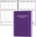 Heveboik Income & Expense Log Book - A5 Income and Expense Tracker for Small Business, Accounting Bookkeeping Tracking for Woman and Man, 5.8" x 8.3", Purple