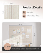 Soundsbay Large Cork Board, 47"x35" Slat Bulletin Board Alternative, 12-Pack Cork Boards for Walls, 60 Adhesive Tabs, Felt Wall Tiles for Home Office Classroom Pin Board