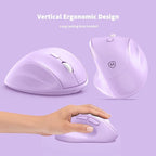 Ergonomic Wireless Mouse with USB Receiver for PC Computer, Laptop and Desktop, Ergo Mouse Vertical with Silent Clicks Long Battery Life, Up to 1600 DPI & 1 AA Battery Powered, Purple