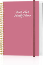 2026-2028 Monthly Planner, Three Years Calendar from January 2026 - December 2028 with Spiral Binding, Inner Pocket, Elastic Closure, 38 Month Planner for Home | School | Office, 5.8" x 8.5", Pink