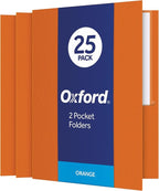 Oxford Twin-Pocket Folders, Textured Paper, Letter Size, Orange, Holds 100 Sheets, Box of 25 (57510EE)