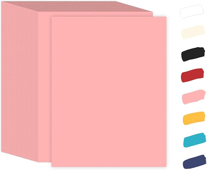 100 Sheets Pink Cardstock 8.5 x 11 65lb Paper, Goefun Pink Card Stock Printer Paper for Arts & Crafts, Presentations, Stationary Printing