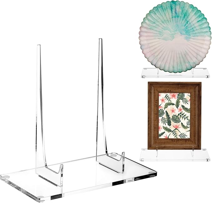 Jetec Acrylic Book Stand Clear Easel Stand for Display Acrylic Plate Postcard Picture Display Holder for Picture Book Decorative Plate Platter Photo (11 x 6 x 12 Inch)