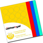 Gemsroyal 1.5 Inch Colored Round Labels Printable, 1.5" Color Coding Labels for Printer,1.5 Colorful Custom Round Stickers,4 Colors Assorted(Red,Yellow,Blue,Green),400 Neon Circle Labels in Total