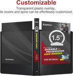 COMIX Sturdy 3 Ring Binder 1.5 inch with Clear View Cover, 1-1/2" Round Ring View Binder, PVC-Free, 2.4mm-Thick, 300 Sheets Capacity of US Letter Size Paper, Office ＆ School Supplies, 6 Pack (Black)
