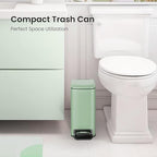 Cesun Small Bathroom Trash Can with Lid Soft Close, Step Pedal, 6 Liter / 1.6 Gallon Stainless Steel Garbage Can with Removable Inner Bucket, Anti-Fingerprint Finish (Matt Green)