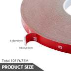 ToLanbbt Double Sided Tape Heavy Duty Waterproof Mounting Adhesive Tape Foam Tape for LED Strip Lights Home Decoration Office Decorations (108Ft x 0.59" x 0.03")