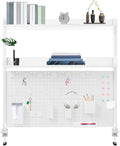 Dlinanta Clamp-On Pegboard Desk Organizer, 2-Tier Clamp On Desk Shelf with Hooks, Office Accessory Organizer for Books, Office Supplies & DIY Storage, 16.5lbs Capacity, 39.37" x 37.4", White