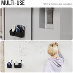 loukin Magnetic & Adhesive Dry Erase Marker Holder with Divider, 1 Small + 1 Mini, Magnetic Storage Organizer for Whiteboard or Refrigerators (Black)