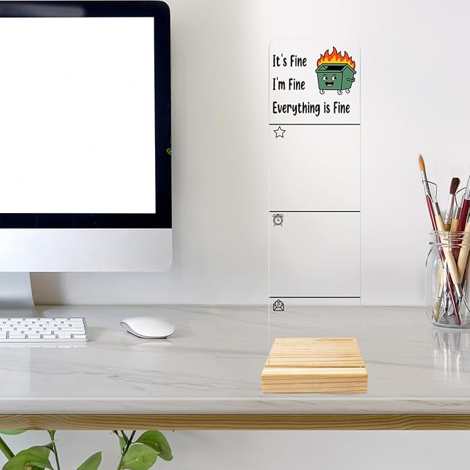 Monitor Memo Board Computer Monitor Memo Board Everything is Fine Sign Funny Office Desk Accessories Acrylic for Computer Monitors No Screen Damage 12.6X 3.15 x 0.2 inches