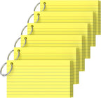 Ciphyfee Index Cards 3x5 Inch With Ring, 300 Count, Ruled Yellow Index Card, 180GSM Flash Cards College Ruled for Students, Teachers, Study Note Card for Office, Home, School, Office