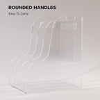 AIMOLLY 3 Vertical Compartments File Holder, Clear Acrylic Desk Organizer and Storage Bins Holding for Magazines, Binders, Notebooks, Envelopes, Multi-purpose Document Organizer for Home Office