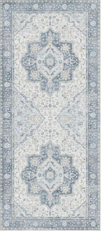 GENIMO Runner Rug 2'6"x6 Machine Washable Non Slip Vintage Hallway Runner Rug, Low Pile Lightweight Rugs for Indoor Entryway, Hallway, Kitchen and Corridor, Light Blue