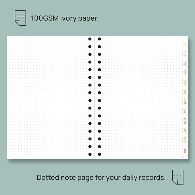 POPRUN Monthly Planner 2025-2026 Spiral Hardcover (6.25'' x 8.5''), 18 Months Calendar (Jul.2025 - Dec.2026) - 2 Pages per Month with Dotted Note Pages, Sunday Start, Laminated Tab - Haze Blue