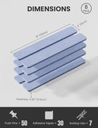 Fluxynara Cork Board Alternative Felt Strip Board 8-Pack 13"x2", Office Pin Board with 50 Push Pins, Adhesive Install for Bedroom Door & Home Office(Soft Periwinkle)