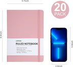 LYDTICK 20 Pack Journals for Writing College Ruled Notebooks Journal in Bulk, Hardcover Notebooks (200Pages) for Note Talking, Lined Bullet Journals for Home School Office, 5.7"x8.4", Pink