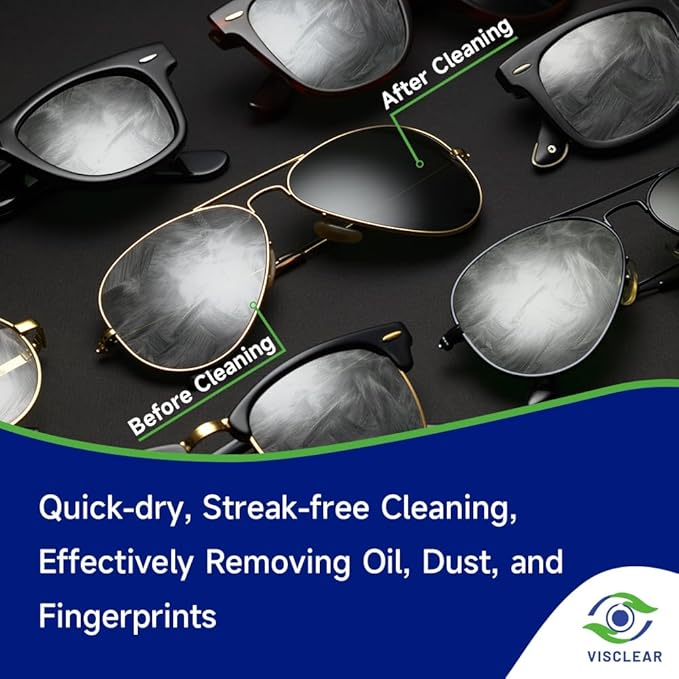 VisClear Lens Wipes for Eyeglasses, 200 Counts, Extra Moist Individually Wrapped Eyeglass Cleaner Wipes, Safe from Scratches and Streak, Glass Wipes for Eyeglasses, Camera Lens & Electronic Screens