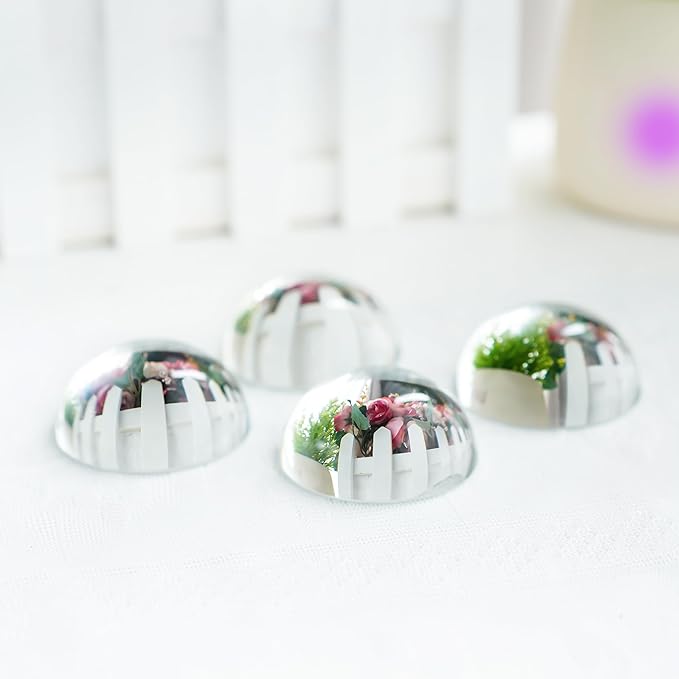 QFkris 4Pcs 1.9inch Crystal Dome Magnifying Paperweight, Clear Distortion-Free Optics Convex Lens Set for Physics Classroom Home Decor Graduation Gifts