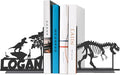Personalized Name Book Ends Metal, Heavy Duty Bookends for Shelves Decorative, Dinosaur Non-Slip Book Stopper, Home Office Desk Modern Bookshelf Decor, Gifts for Readers Color02