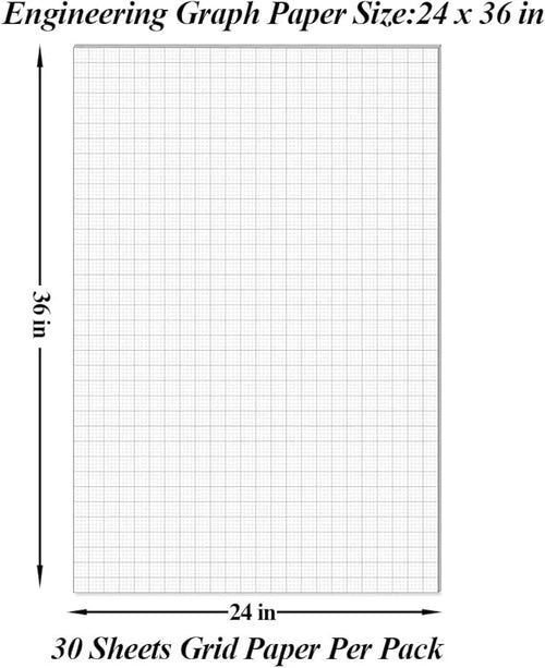 (2-Pack) Graph Paper Pad - 36" x 24" Large Graph Paper, 60 Sheets/120 Pages, 4"x4" Ruled Grid Paper for Engineer Architect Designer Mathematician Draftsmen Sketch House Commercial