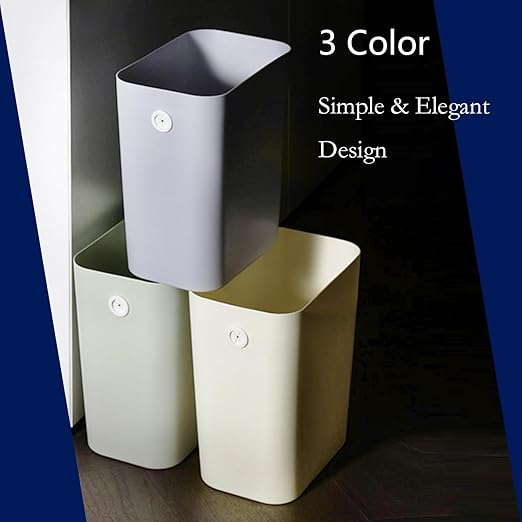 Halyuhn Rectanglar Small Trash Can 3 Pack, 3 Gallon/12 L Office Garbage Can Wastebasket, for Bedroom, Bathroom, Dorm, Kitchen, Under Sink, Under Desk, Plastic Trash Bin Garbage Bin– Green Grey Cream
