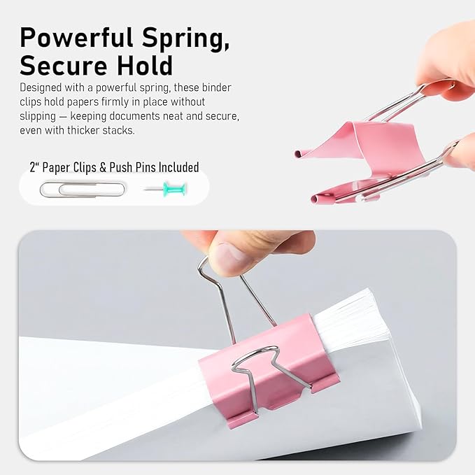 WORPSON 408 PCS Binder Clips Paper Clamps Assorted Sizes and Push Pins, Binding Paperwork Clamp Bulk, School Teachers Office Supplies (Multicolor)