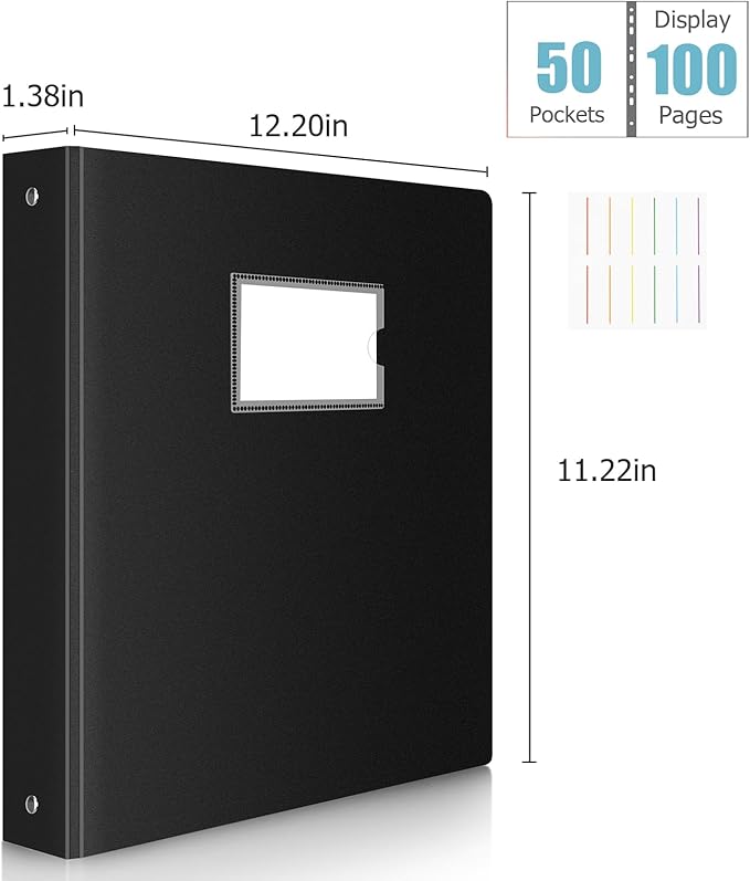 Uquelic 50-Pocket Binder with Plastic Sleeves, High-Capacity Document Organizer and Presentation Book for Artwork, Clear Sheet Protectors, Display 100 Pages (Macaron 50 Pockets)