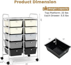 LDAILY 10 Drawer Rolling Cart, Storage Cart Organizer on Wheels, Drawer Cart with Metal Frame & Large Storage Capacity, Rolling Cart with Drawers for Living Room Classroom, Office