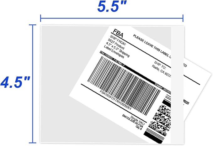 9527 Product 4.5" x 5.5" Clear Adhesive Top Loading Packing List/Shipping Label Envelopes (200 Pack)