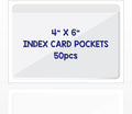 Clear Adhesive 4" x 6" Index Card Pockets with Top Open for Loading, 50 Pack, Plastic Labels Holders for Storage Bins and Library Card, Organizing and Protecting Your Index Cards or Photos