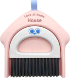 Small Dustpan and Broom Set,Mini Handheld Dust pan with Cleaning Brush Set for Home Desktop, Sofa,Office,Keyboards, Pet Care Household,Camping (Pink)