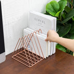 Sooyee 9 Slot Rose Gold Magazine Holder,Desktop File Sorter Organizer Triangle Bookshelf Decor Home Office