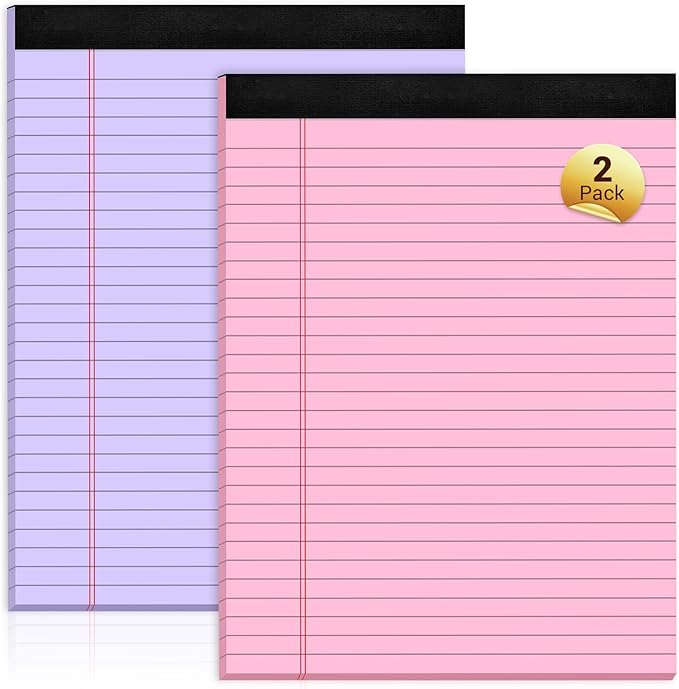 Roneky Legal Pads 8.5 x 11 Colored Note Pads, 2 Pack Notepads 8.5 x 11 Lined Paper, Colored Notebook Paper Writing Pads 30 Sheets per Colored Paper Pads for Purple Legal Pads Home Office School