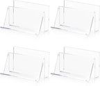 4 Pack 3x5 Index Card Display Holder Acrylic Cards Holder Stand Acrylic Business Card Holders Name Card Organizer Postcard Stand Display 200 Capacity for Studying Supplies No Card (Clear, 4 Pack)