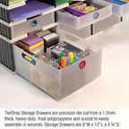 Ultimate Office TierDrop Storage Drawers Measure 9w x 12d x 4 3/4 Inches High for Desk Accessories and Supplies, Set of 2, Includes Color-Coded Finger Rings for Fast and Easy Access to Contents