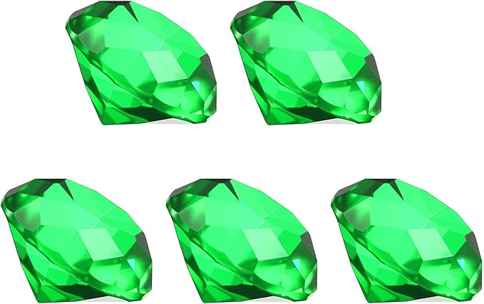 PATIKIL 5 Pcs Diamond Crystal Paperweight, 30mm / 1.18 Inch Crystal Paperweight Paper Weight for Home Office Desktop Table Decor Wedding Party Jewelry Ornaments, Green