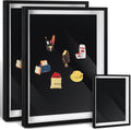 Vicenpal 2 Pcs Large Magnetic Board 16" x 12" Magnet Display Board Removable Souvenir Fridge Magnet Frames Case for Wall Dust Proof Magnetic Shadow Box for Wall Table Refrigerator (Black)
