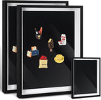 Vicenpal 2 Pcs Large Magnetic Board 16" x 12" Magnet Display Board Removable Souvenir Fridge Magnet Frames Case for Wall Dust Proof Magnetic Shadow Box for Wall Table Refrigerator (Black)