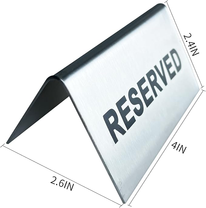 Reserved Table Signs Tent Table Sign Stainless Steel For Wedding Restaurants Ceremony 4x2.4 Inch 6 Packs
