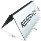 Reserved Table Signs Tent Table Sign Stainless Steel For Wedding Restaurants Ceremony 4x2.4 Inch 6 Packs