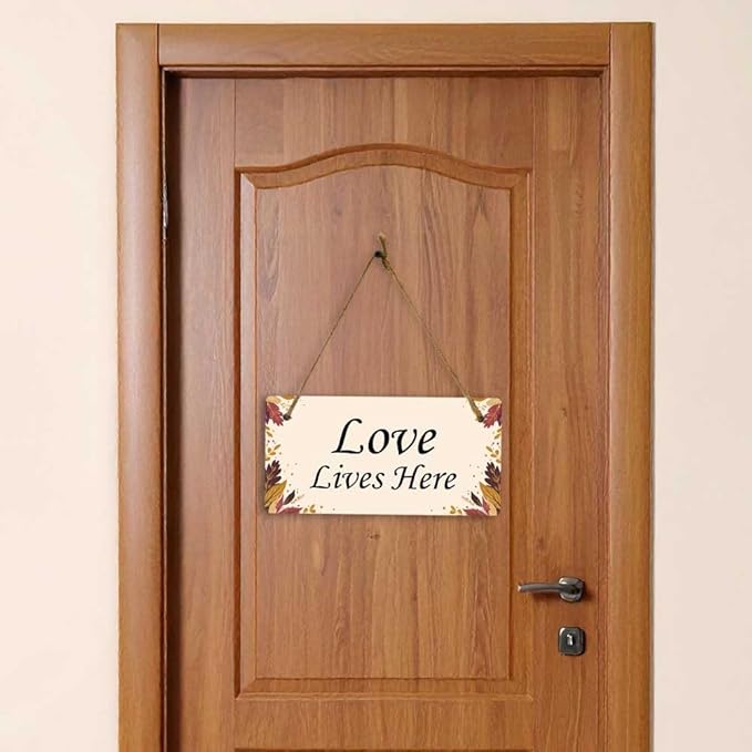 Signs ByLITA Autumn Leaves Personalized Hanging Wall or Door Sign (5 x 10") | Custom Signage for Your Home & Business