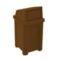 Sturdy Essentials 32 Gallon Square 100% Recycled Plastic Heavy Duty Indoor or Outdoor Commercial Trash Can with Push Lid | Great for Schools and Businesses - Brown Granite
