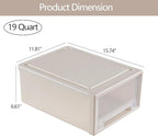 Buyitt 4-Pack 19 Quart Stacking Drawer, Clear Storage Closet Organizer, Yellow Frame, Stackable Modular Plastic Drawers for Clothes, Accessories, Craft Supplies, Shoes or Linens