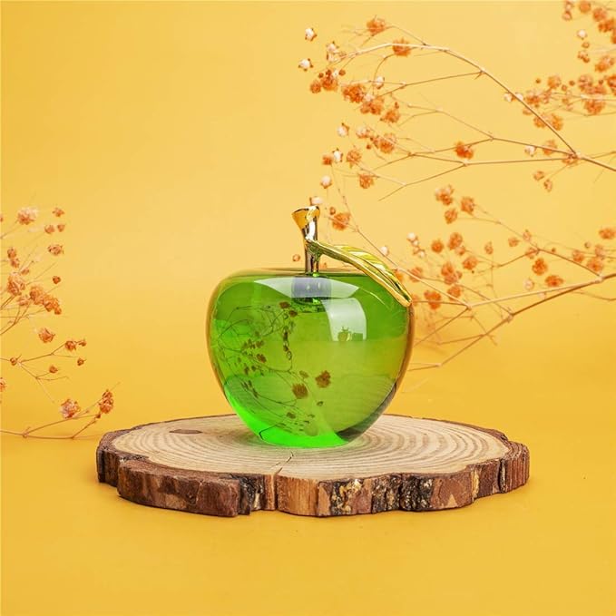 H&D Glaze Crystal Apple Paperweight Craft Decoration (green)